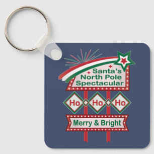 Santa’s Retro Marquee – Ho Ho Ho Merry & Bright Key Ring