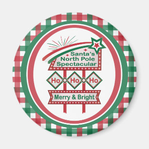 Santa’s Retro Marquee – Ho Ho Ho Merry & Bright Magnet
