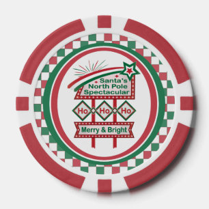 Santa’s Retro Marquee – Ho Ho Ho Merry & Bright Poker Chips