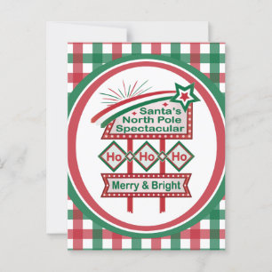 Santa’s Retro Marquee – Ho Ho Ho Merry & Bright Postcard