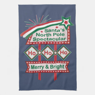 Santa’s Retro Marquee – Ho Ho Ho Merry & Bright Tea Towel
