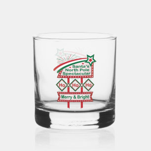 Santa’s Retro Marquee – Ho Ho Ho Merry & Bright Whiskey Glass