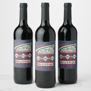 Santa’s Retro Marquee – Ho Ho Ho Merry & Bright Wine Label