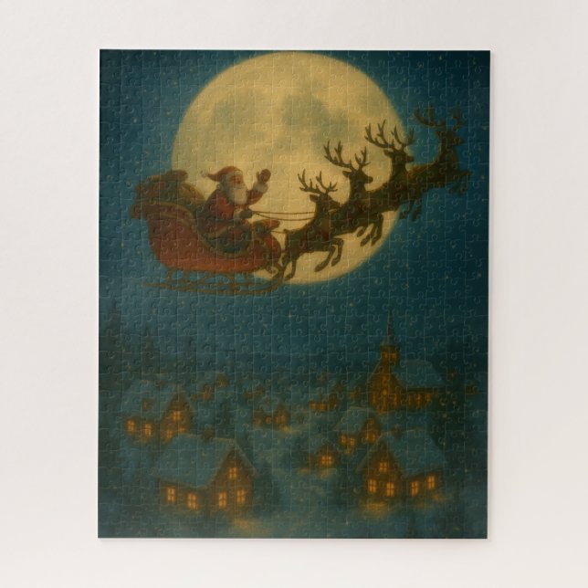 Santa’s Sleigh Flight – Moonlit Christmas Eve  Jigsaw Puzzle (Vertical)