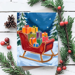 Santa’s Sleigh Merry Christmas  Holiday Card