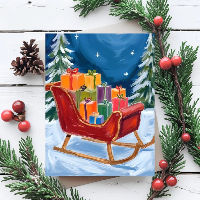 Santa’s Sleigh Merry Christmas  Holiday Postcard (Creator Uploaded)