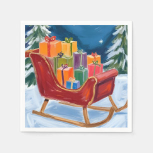 Santa’s Sleigh Merry Christmas  Napkin