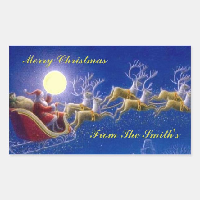 Santa’s Sleigh Rectangular Sticker (Front)