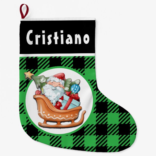 Santa’s Sleigh With Gifts Christmas Stocking (Front)