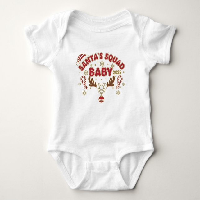 Santa’s Squad – Baby 2025 | Cute Christmas Baby Baby Bodysuit (Front)