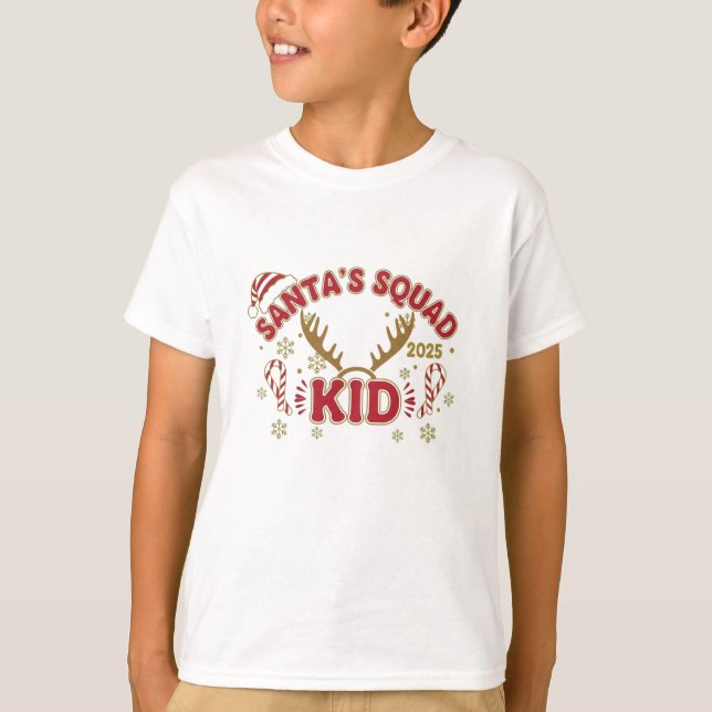 Santa’s Squad – Kid 2025 | Cute Christmas Family  T-Shirt (Front)