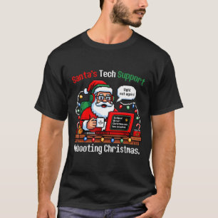 Santa s Support Tech Rebooting IT Computer Joke T-Shirt