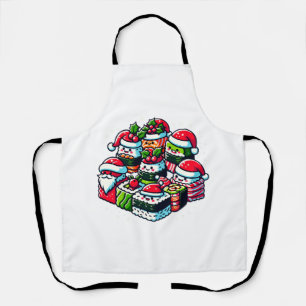 Santa’s Sushi Delight Funny Festive Christmas Art Apron