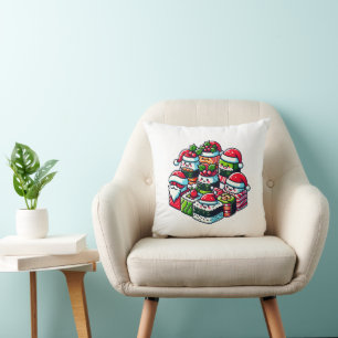 Santa’s Sushi Delight Funny Festive Christmas Art Cushion