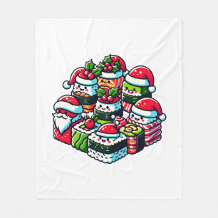 Santa’s Sushi Delight Funny Festive Christmas Art Fleece Blanket