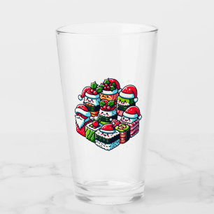Santa’s Sushi Delight Funny Festive Christmas Art Glass