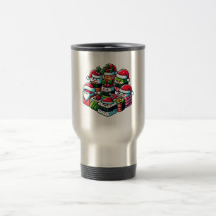Santa’s Sushi Delight Funny Festive Christmas Art Travel Mug