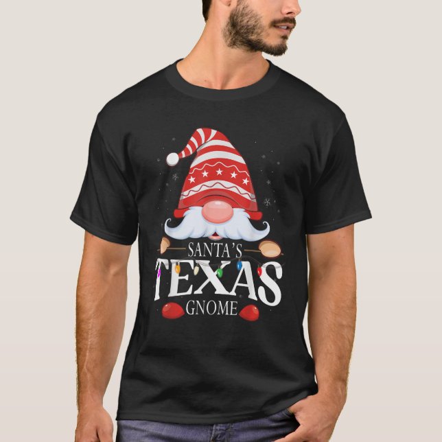 Santa s Texas Gnome Matching Christmas Pajama  T-Shirt (Front)