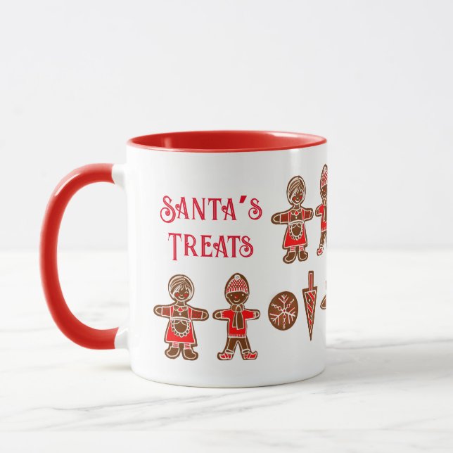 Santa’s treats gingerbread red Christmas  Mug (Left)