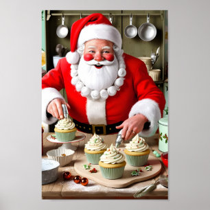 Santa’s Vintage Cupcake Workshop Wall Art print