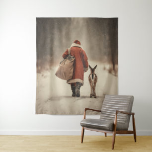 Santa’s Winter Woodland Journey Tapestry