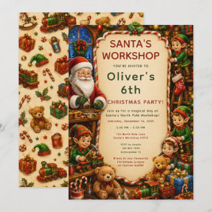 Santa’s Workshop Kids Christmas Party Invitation