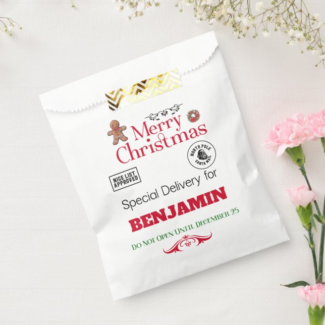 Santa Sack North Pole Delivery Merry Christmas Favour Bag (Sealed)