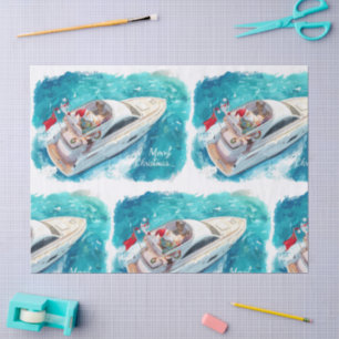 Santa Sailing – Tropical Christmas by the Sea Tissue Paper