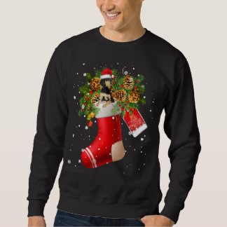 Santa Saluki In Christmas Sock Pajama Sweatshirt