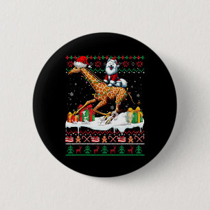 Santa Samoyed Riding Giraffe Christmas Sweater Lov 6 Cm Round Badge