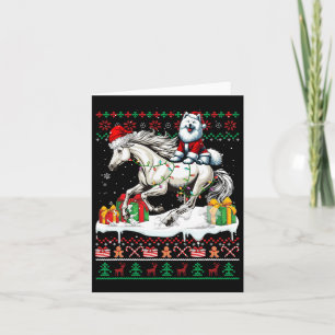 Santa Samoyed Riding Horse Christmas Sweater Lover Card