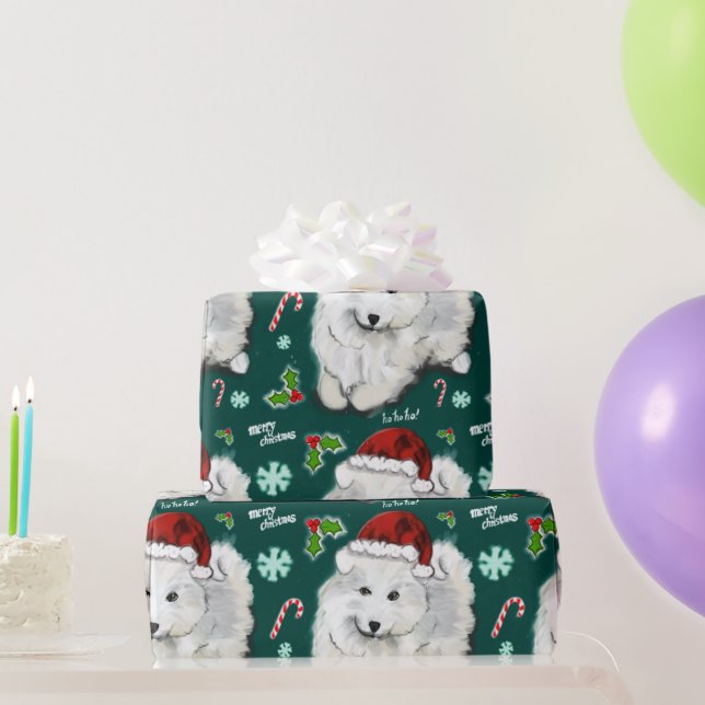 Santa Samoyed  Wrapping Paper (Party Gifts)