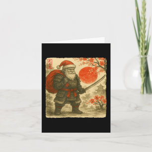 Santa Samurai Japanese Warrior Costume Sumi-e Art Card