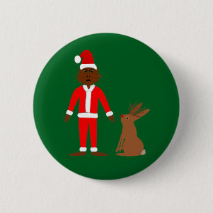 Santa Sasquatch and Jackalope Christmas 6 Cm Round Badge