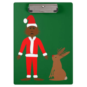 Santa Sasquatch and Jackalope Christmas Clipboard