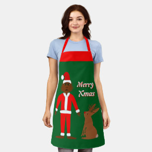 Santa Sasquatch and Jackalope Christmas Custom Apron