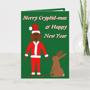 Santa Sasquatch and Jackalope Christmas Custom Card