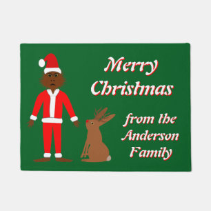 Santa Sasquatch and Jackalope Christmas Custom Doormat