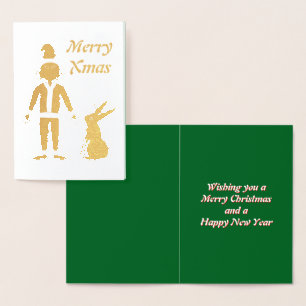 Santa Sasquatch and Jackalope Christmas Custom Foil Card
