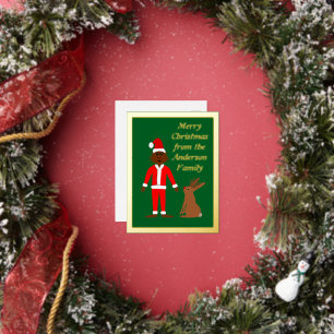 Santa Sasquatch and Jackalope Christmas Custom Foil Holiday Postcard