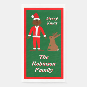 Santa Sasquatch and Jackalope Christmas Custom Napkin