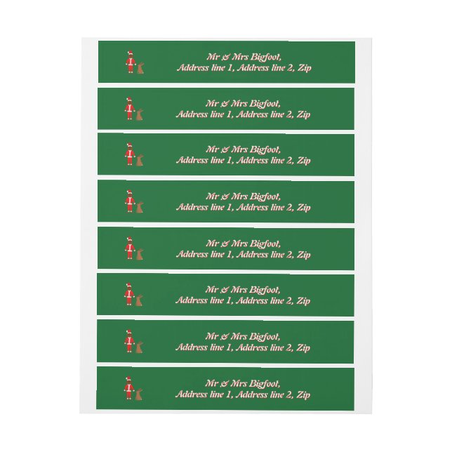 Santa Sasquatch and Jackalope Christmas Custom Wraparound Address Label (Sheet)
