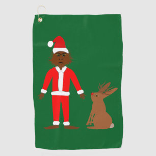 Santa Sasquatch and Jackalope Christmas Golf Towel