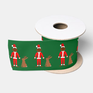 Santa Sasquatch and Jackalope Christmas Patterned Satin Ribbon