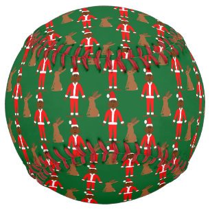 Santa Sasquatch and Jackalope Christmas Patterned Softball
