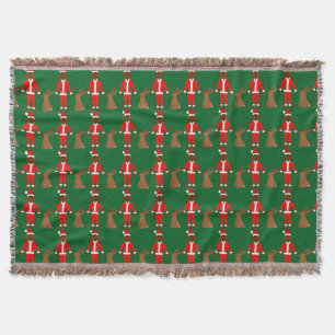 Santa Sasquatch and Jackalope Christmas Patterned Throw Blanket