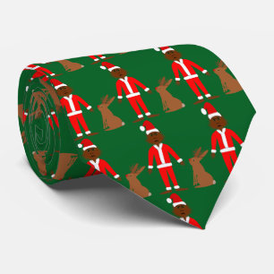 Santa Sasquatch and Jackalope Christmas Patterned Tie