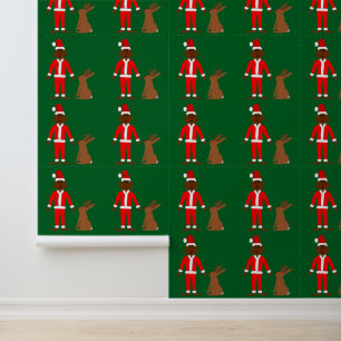 Santa Sasquatch and Jackalope Christmas Patterned Wallpaper