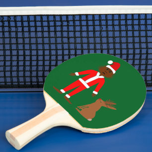 Santa Sasquatch and Jackalope Christmas Ping Pong Paddle
