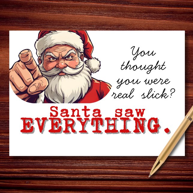 Santa Saw Everything Funny Christmas Holiday Card (Creator Uploaded)